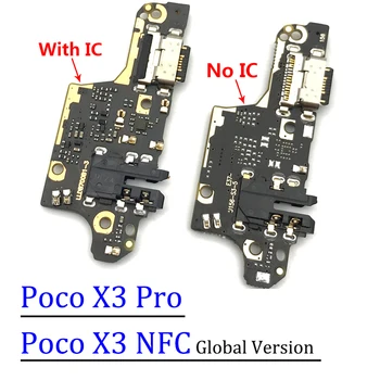 10 Бр. USB Порт За Зареждане на Зарядно Устройство, Зарядно устройство Конектор Заплата Гъвкав За Xiaomi Poco X3 Pro PocoX3 Глобалната Версия на NFC С Микрофон