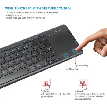 2,4 g Френска клавиатура със сензорен контрол, Безжична Беззвучная Удобна клавиатура с R-образна клавиатура