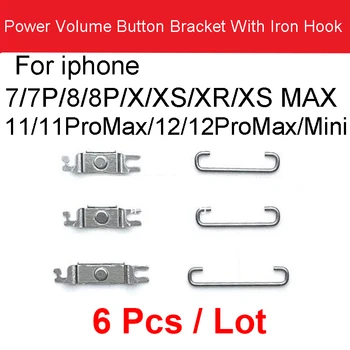 6 бр./лот Бутон за включване и регулиране на звука, Странични Бутони, Скоба с Желязната кука за iPhone 12 Minn 11 Pro Max XR XS X 7 7P 8 8P Plus
