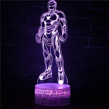 Disney Marvel Железния Човек Танос Фигурка Аниме Led лека нощ за Деца 3D Акрилни Led нощна светлина Настолна Лампа Подаръци