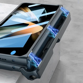 GKK Armor Магнитна флип-надолу Капак За Samsung Galaxy Z Fold 4 Калъф Стъкло на Екрана Антидетонационная Силна Защита За Galaxy Z Fold4 Калъф