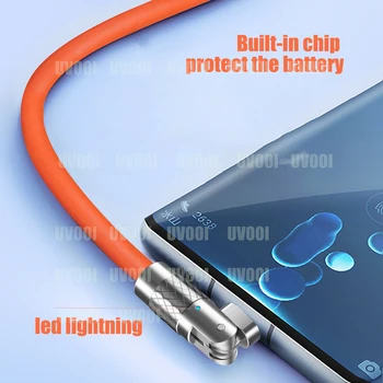 UVOOI Кабел за бързо зареждане, Завъртане На 180 ° Течен Силиконов Кабел USB C Тип C За Samsung Xiaomi Huawei USB Кабел за данни Bold