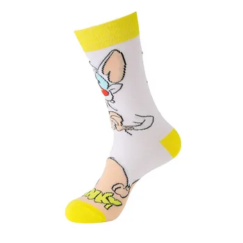 ZF4113 1 двойка от Висококачествени Забавни Розови бели Чорапи с Шарени Мишката За Момчета, Дамски и Мъжки Модни Чорапи с 3D Принтом, Новост, Чорапи