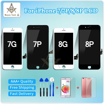 ААА За iPhone 7G 7p 8g 8p LCD дисплей С 3D Силово Сензорен Екран В Събирането на Тествани Отпечатък от Пръст Взаимозаменяеми Дисплей Безплатна Доставка