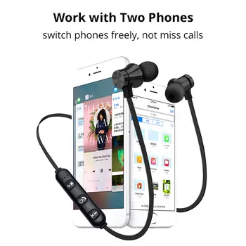 Безжични Слушалки с Шумопотискане, Bluetooth Слушалка, Магнитни Спортни Слушалки с Микрофон за Meizu Huawei Sony за Xiaomi iPhone