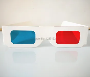 Безплатна доставка (50 бр./лот) Множество бяла хартия, 3D очила Хартиена рамка, Червен, Син обектив 3d виртуален гледане на видео Анаглиф