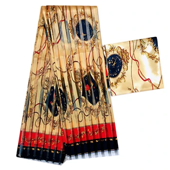 Висококачествена цифрова коприна тъкани от Органза 4 ярд + 2 ярд Шифон Анкара африканска плат с принтом сатен коприна тъкани копринени тъкани
