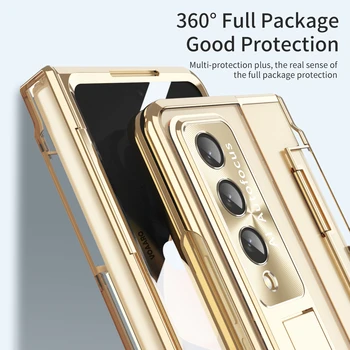 За Galaxy Z Fold 4 HD Прозрачна Поставка с покритие Funda за Samsung Galaxy Z Fold 4 3 Выравнивающий Шарнирный Калъф с предно стъкло с Фолио на Екрана