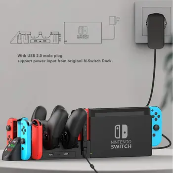 Зарядно Устройство за контролер с Док-станция за Nintendo Switch Oled зарядно устройство ще захранване на Поставка за 4 Контролери Switch Joy-Против и 2 Pro с дисплей