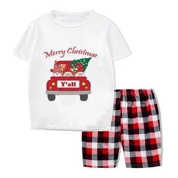 Коледни едни и същи семейни пижами Изключителен дизайн Джуджетата на Всички весела Коледа Къса пижама Комплект