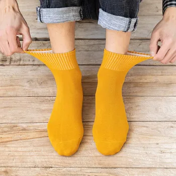 Мъжки Памучни Чорапи До Глезена Дишащи Къси Мъжки Чорапи Ежедневни Черни Чорапи Бели Спортни Чорапи-5 Чифта
