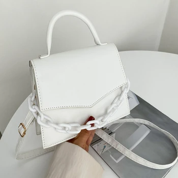 Нова Чанта на Рамото на Веригата, Чанти за Дами, на Обикновена Чанта през Рамо за Жени, Модни Дамски Малка Чанта с Капак и Дръжка