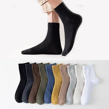 чорапи памучни мъжки зимни чорапи със Средна тръба, поглъщащ дезодорант от пот, модни обикновена чорапи с високо качество