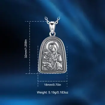 ЮДОРА 925 Сребро във Формата На Арка Релефна Икона на Ретро Медальон Богородица Иерусалимская Колие за Мъже И Жени, Бижута D5