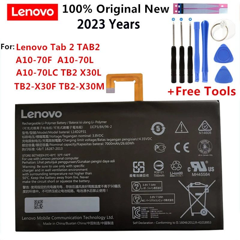 Нов оригинален L14D2P31 7000 ма Батерия За Lenovo Tab 2 TAB2 A10-70F A10-70L A10-70LC TB2 X30L TB2-X30F TB2-X30M Batterij 2