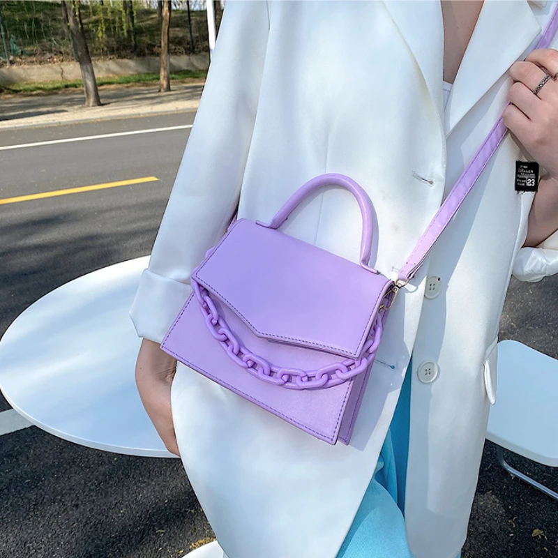 Нова Чанта на Рамото на Веригата, Чанти за Дами, на Обикновена Чанта през Рамо за Жени, Модни Дамски Малка Чанта с Капак и Дръжка 3