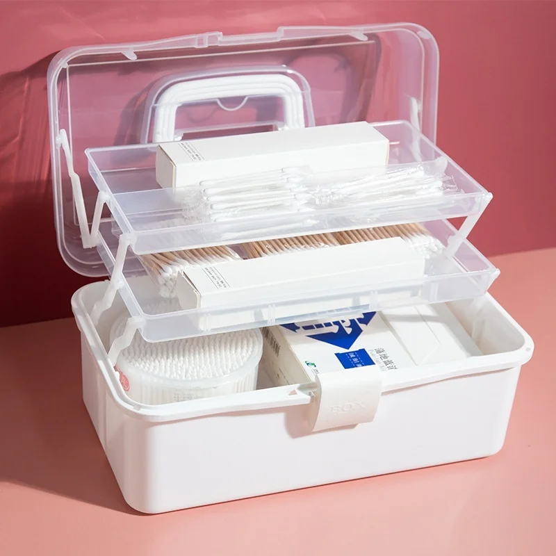 Прозрачен Пластмасов Медицинска Кутия за Преносим Домакински Многослоен Контейнер За съхранение на Многофункционална кутия 1