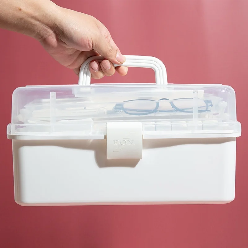 Прозрачен Пластмасов Медицинска Кутия за Преносим Домакински Многослоен Контейнер За съхранение на Многофункционална кутия 3