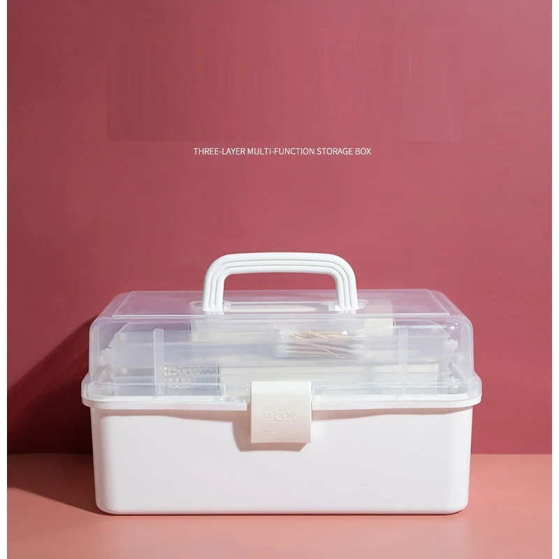 Прозрачен Пластмасов Медицинска Кутия за Преносим Домакински Многослоен Контейнер За съхранение на Многофункционална кутия 4