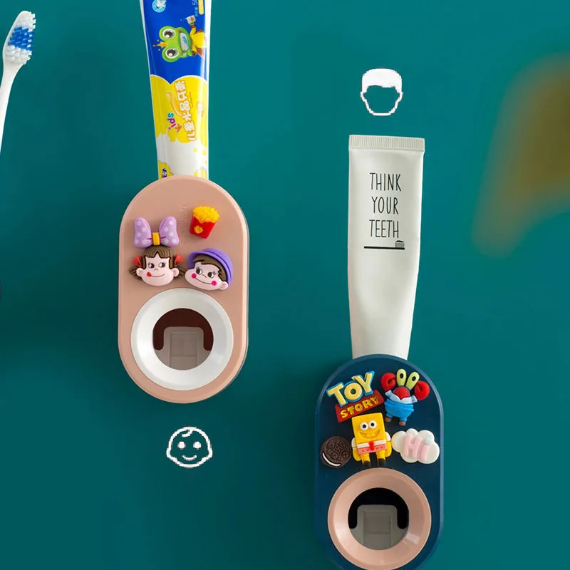 Удар-безплатна автоматична паста за зъби, опаковка на паста за зъби, сокоизстисквачка домакински карикатура деца паста за зъби притежателя на аксесоари за баня 4