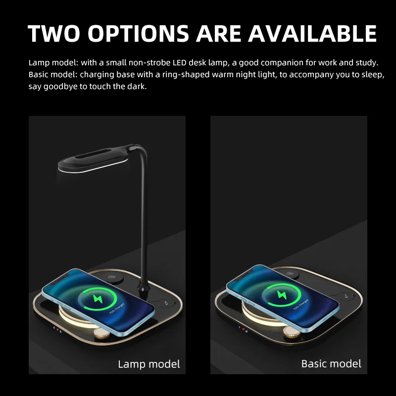 15 W СВЕТОДИОДНА Настолна лампа 4 в 1 Магнитно Бързо Безжично Зарядно Устройство за Нощно 10 Led Крушки За iPhone 13 Samsung Apple Watch Airpods 4