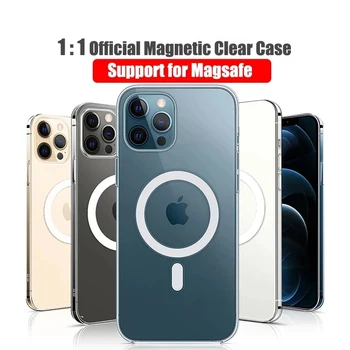 1DS Безжичен Магнитен Калъф За Зареждане на iPhone 14 13 12 11 Pro Max Mini X XR Xs 7 8 14 Plus SE 2 устойчив на удари Прозрачен Магнитен Калъф