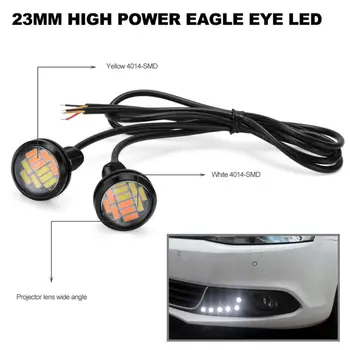 2 елемента 23 мм 4014 LED Eagle Eye Light в два цвята Бял/Амбър Пързалка DRL Противотуманная Фаровете Дневна Светлина Обратно Паркинг Указател на Завоя