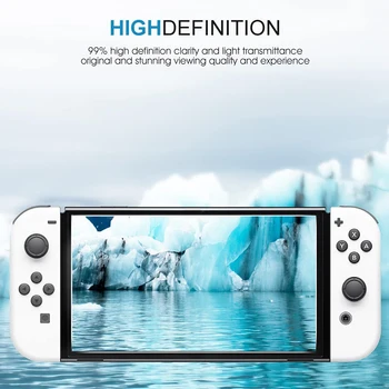 2 защитни фолиа, изработени от закалено стъкло 9H, съвместими с Nintendo Switch OLED Модел 2021 HD с висока реакция и защита от драскотини