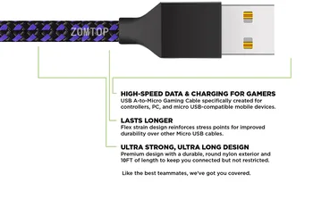 3 m Микро-USB Кабел за PS4 и Xbox One Контролер Зарядно Устройство, Кабел за зареждане 2.0 Високоскоростен Кабел за Синхронизация на Данни за Зарядното Устройство Type-c за Телефон
