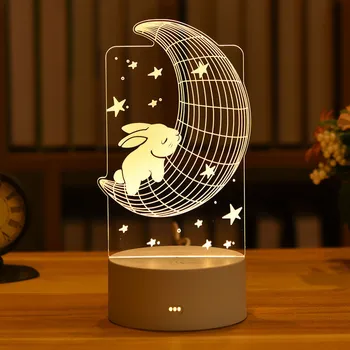 3D Акрилни Led Нощна Лампа Романтичната Любов лека нощ За Деца Креативна Настолна Нощна Лампа Мечка Светлина Децата Грил Начало Декор