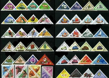 50 бр./опаковане. под формата на трехугольника, всички се различава от много страни, НЕ се повтаря, Неизползван с пощенски штемпелем, пощенски марки за колекционери