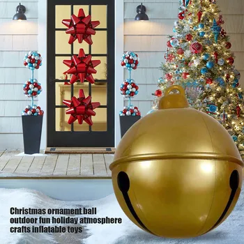 60 см Коледна Камбанка Балон Декорации за Дома И Градината PVC Свирки Балон Празнични Окачване Гигантски Звънец за Коледните Доставки