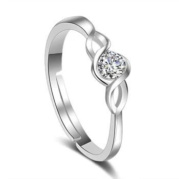 925 сребро, лидер на продажбите, красиви блестящи кристални женски регулируеми пръстени, дамски бижута, подарък за Коледа, Директен доставка
