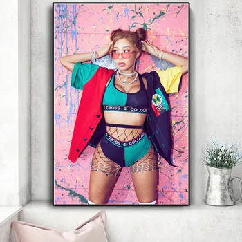 Kpop Плакат Изкуството на Хип-хоп Звездата на Певицата Джеси Секси Момиче Музика Платно Картина Стенно Изкуство за Декор за Хола Принт Идол Картина за Подарък