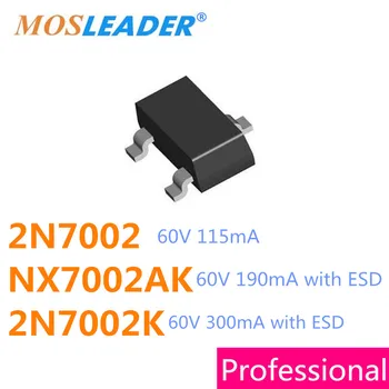 Mosleader SOT23 3000 бр 2N7002 2N7002K NX7002AK с ESD Mosfet N-Канален 60 115 ma 190мА 300 мА NX7002 7002 702 2N7002LT1G добър