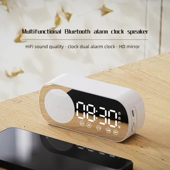 Smart Bluetooth Високоговорители За Настолни Часовници Нов Стил Подарък Alarm Clock Аудио Малък Говорител Цифров Часовник Начало Декор Градина