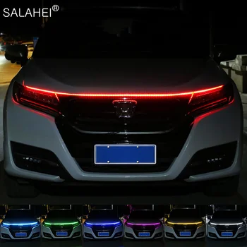 Автомобилна Led Подсветката на предния Капак, Многоцветен Водоустойчива Гъвкава Автоматична Декоративна Атмосферни Лампата, през Деня Ходово Осветление 12V Universal