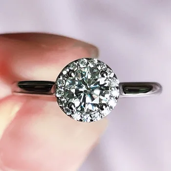 В продажбата на пръстен с муассанитом кръг нарязани на пръстен размер 5 мм, 0,5 карата, регулируеми пръстени с променлив размер за Жени, подарък за приятелка за момичета, подарък за рожден ден