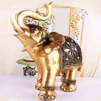 Златна Статуя На Слон От Смола, Честит Фън Шуй, Елегантна Статуя На Хобота На Слон, Лъки Статуетка Богатство, Занаятчийски Декорации За Дома Подаръци