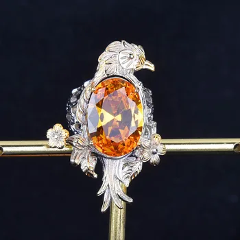 Италиански ретро процес с тел рисунка открит цветен скъпоценен камък, пръстен 925 сребърен орел на жълт розов циркон кристал червен диамант пръстен женски