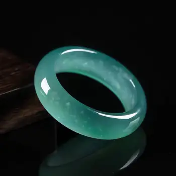 Класически натурален син нефрит пръстен за мъже и жени Вечерни сватбен подарък Чар Натурален Нефрит е Щастлив Амулет Бижута на едро