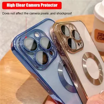 Магнитен Гальванический Калъф За Телефон От Метален Стъкло С Анимация за Зареждане, Защита на Обектива на Камерата, за да Magsafe iPhone 14 13 12 Pro Max