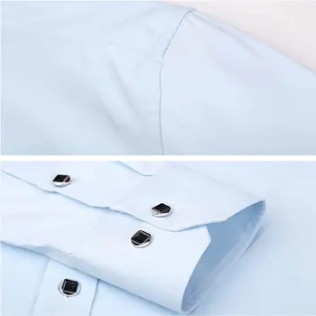 Мъжка риза с копчета и къс ръкав, Луксозна бизнес риза, без джобове, ежедневни Бяла Риза стандартен намаляване в корейски стил на Високо качество на