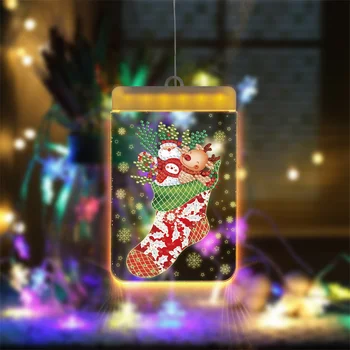 Направи си САМ Диамантена Живопис Led Лампа, Окачена Лампа Снежен Дядо Коледа е Специална Форма на Мозайка Комплект За Бродерия лека нощ Коледен Подарък