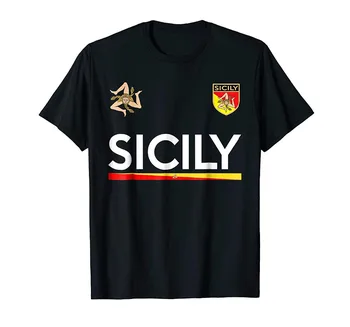 Новост 2019, Лятна Памучен тениска с къси ръкави и къси ръкави Sicilia Soccer - Сицилия, Италия, Футбол, Фланелка, Риза в стил хип-хоп