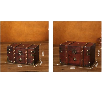 Ретро Съкровище Ретро Дървена Кутия За Съхранение на Бижута в Античен Стил с Органайзер за Бижута Дрънкулки