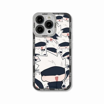 Сладък Прозрачен Калъф за джиу-джицу Kaisen Gojo Satoru за iPhone 13 12 Mini 11 14 Pro Max Inumaki Toge Angle Eyes Прозрачен Калъф за Чифт