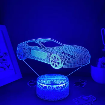 Спортен Автомобил Форма на 3D Илюзия Led Нощни лампи Уникален Подарък за Рожден Ден за Деца Спалня Тенис на Декор Неонови Лава Лампи Спортен Автомобил Светлина