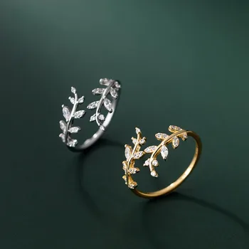Сребърен пръстен S925 Женската Версия на Свеж и Сладък Темперамент, украшенное диаманти, Откриване клон на Пъпка, Модни бижута, Странни неща