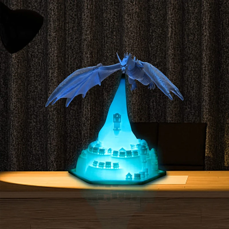 3D Печатни Вулкан Дракон Лампа нощна светлина LED Дракон Лампи лека нощ на Лунна Светлина Огнедишащ Дракон За Дома Детска Спалня 2
